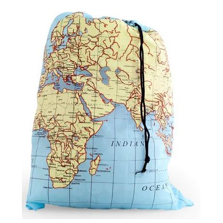 Kikkerland World Map Laundry Bag waszak